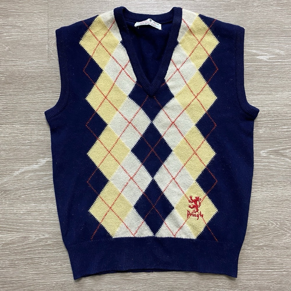 Vintage Pringle Argyle Wool Sweater Vest Women's 36 Dark Academia Scotland Prep
